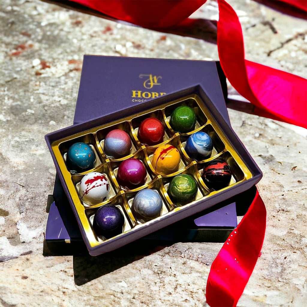 Box of 12 Assorted Plain Chocolates - Luxury Dark Chocolate Gift Box image 0