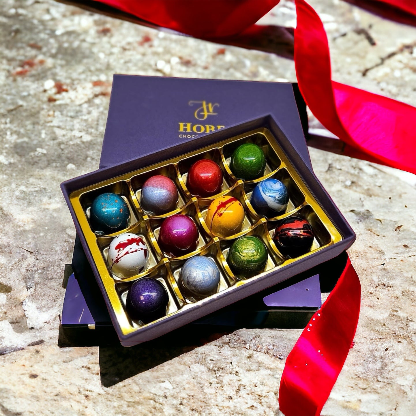 Box of 12 Assorted Plain Chocolates - Luxury Dark Chocolate Gift Box image 0